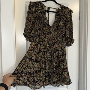 TOPSHOP floral short sleeve mini dress